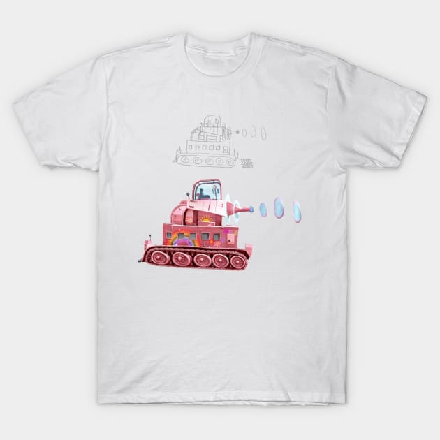 Tank Drawing and Real / Grey Outline T-Shirt by Things I Have Drawn